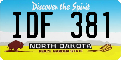 ND license plate IDF381