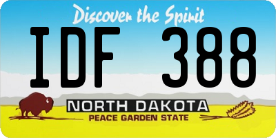 ND license plate IDF388