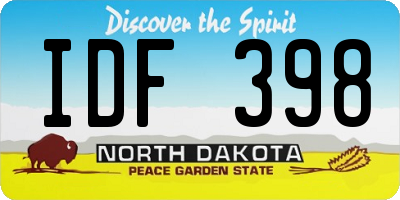 ND license plate IDF398