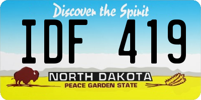 ND license plate IDF419