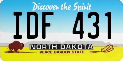 ND license plate IDF431