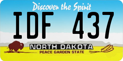 ND license plate IDF437