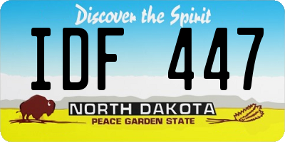 ND license plate IDF447