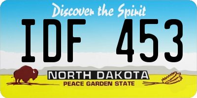ND license plate IDF453