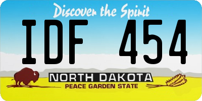 ND license plate IDF454