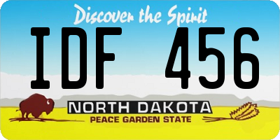 ND license plate IDF456