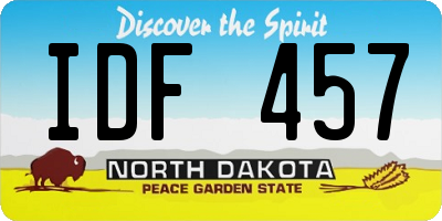 ND license plate IDF457