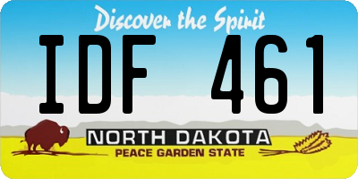 ND license plate IDF461
