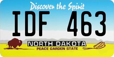 ND license plate IDF463