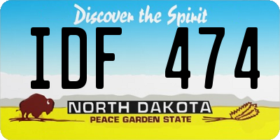 ND license plate IDF474