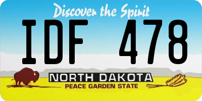 ND license plate IDF478