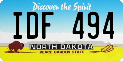 ND license plate IDF494