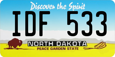 ND license plate IDF533