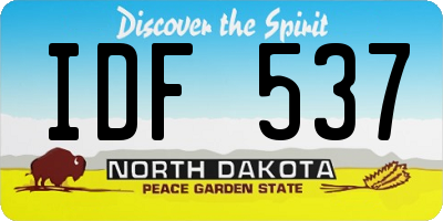 ND license plate IDF537