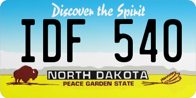 ND license plate IDF540
