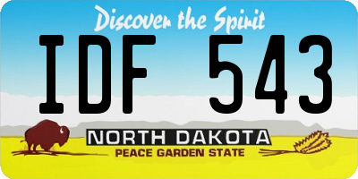 ND license plate IDF543