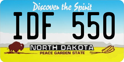 ND license plate IDF550