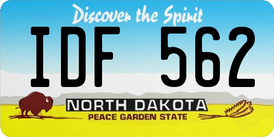 ND license plate IDF562
