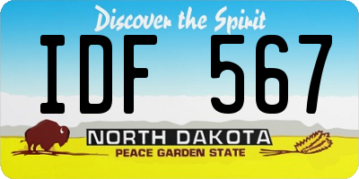 ND license plate IDF567
