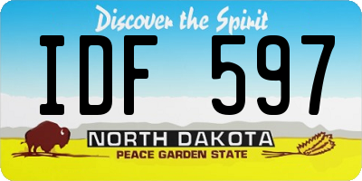 ND license plate IDF597
