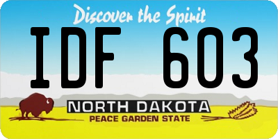 ND license plate IDF603