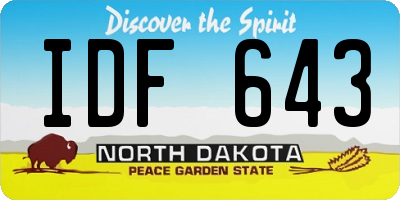 ND license plate IDF643