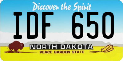 ND license plate IDF650