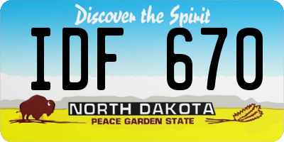 ND license plate IDF670