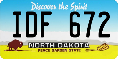 ND license plate IDF672