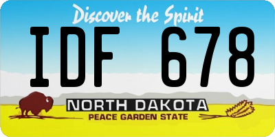 ND license plate IDF678