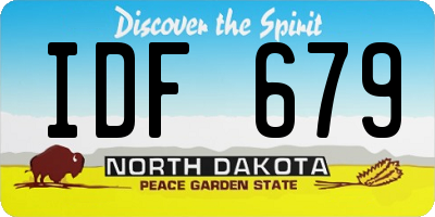 ND license plate IDF679