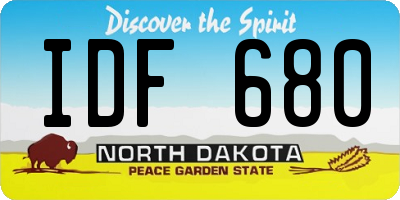 ND license plate IDF680