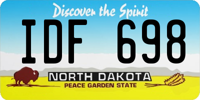 ND license plate IDF698