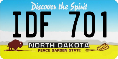 ND license plate IDF701