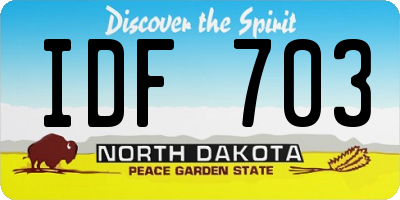 ND license plate IDF703