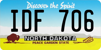 ND license plate IDF706