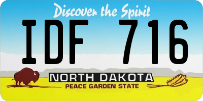 ND license plate IDF716