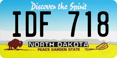 ND license plate IDF718