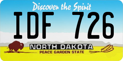 ND license plate IDF726