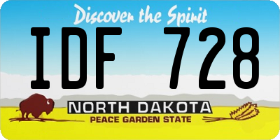 ND license plate IDF728