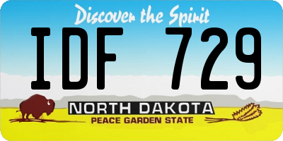 ND license plate IDF729
