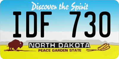 ND license plate IDF730