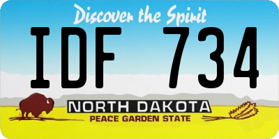 ND license plate IDF734