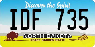 ND license plate IDF735