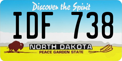 ND license plate IDF738