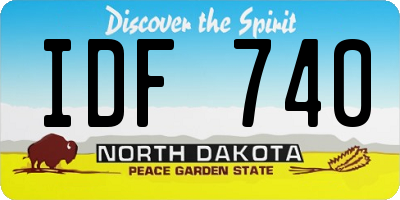 ND license plate IDF740
