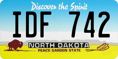ND license plate IDF742