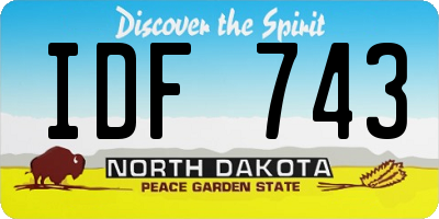 ND license plate IDF743