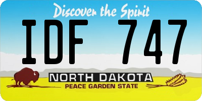 ND license plate IDF747