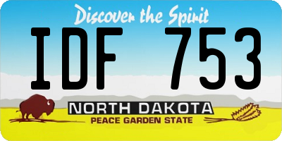 ND license plate IDF753